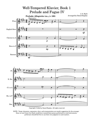 Prelude and Fugue IV from The Well-Tempered Clavier, Book 1 (arranged for woodwind quintet)