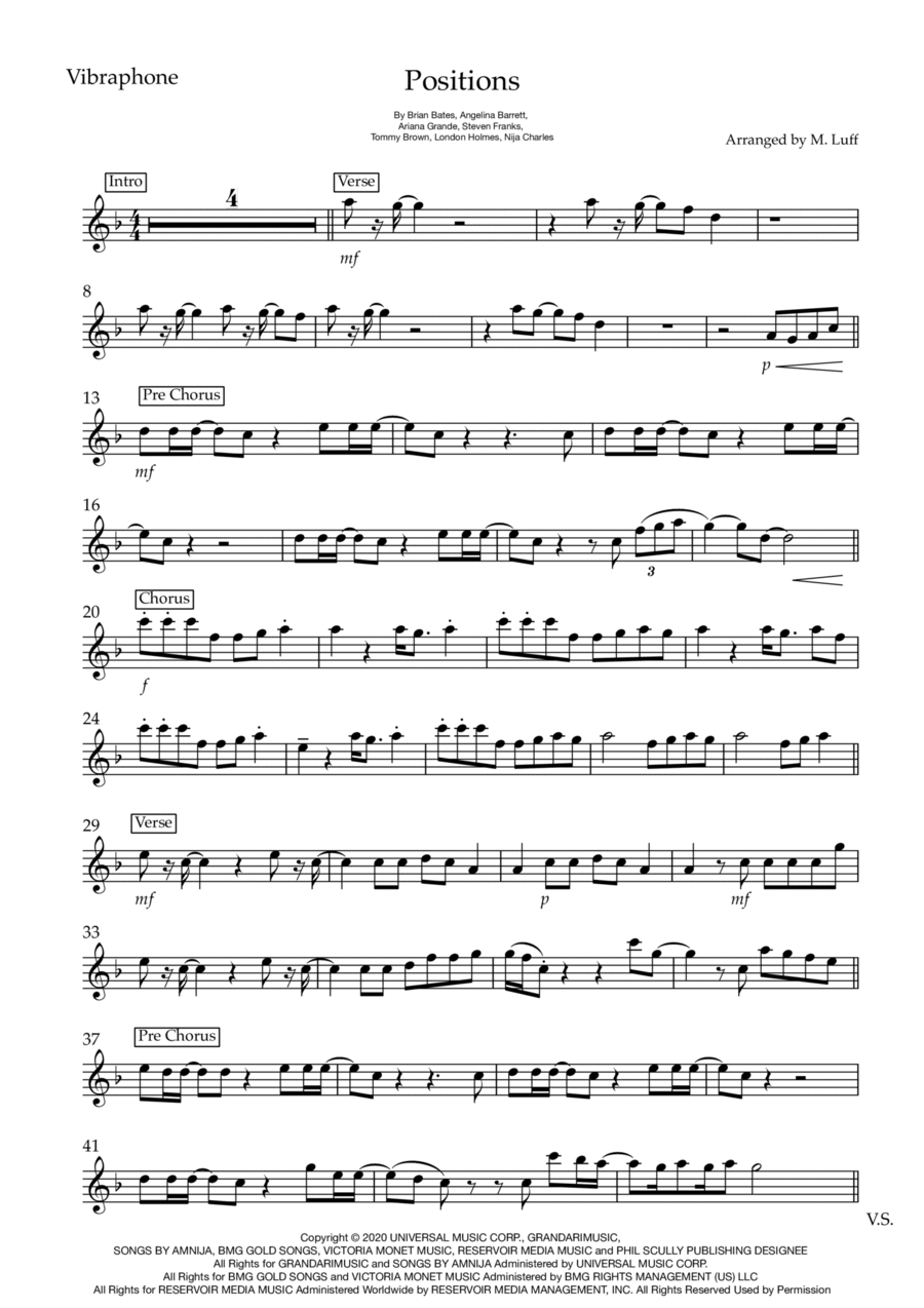 Positions Positions Vibraphone scores gallery preview page 1