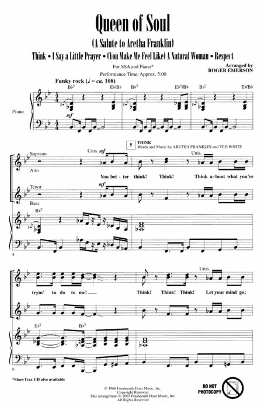 Queen of Soul (A Salute to Aretha Franklin) SSA scores gallery preview page 2