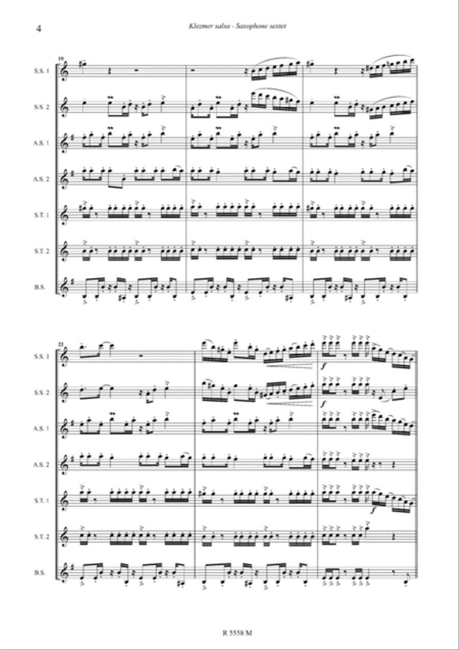 Klezmer salsa pour septet Saxophone Ensemble scores gallery preview page 5