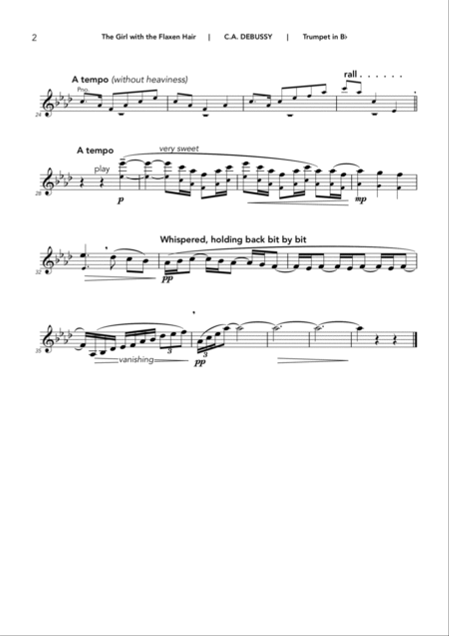 La Fille aux Cheveux de Lin (The Girl with the Flaxen Hair) B-Flat Trumpet scores gallery preview page 5