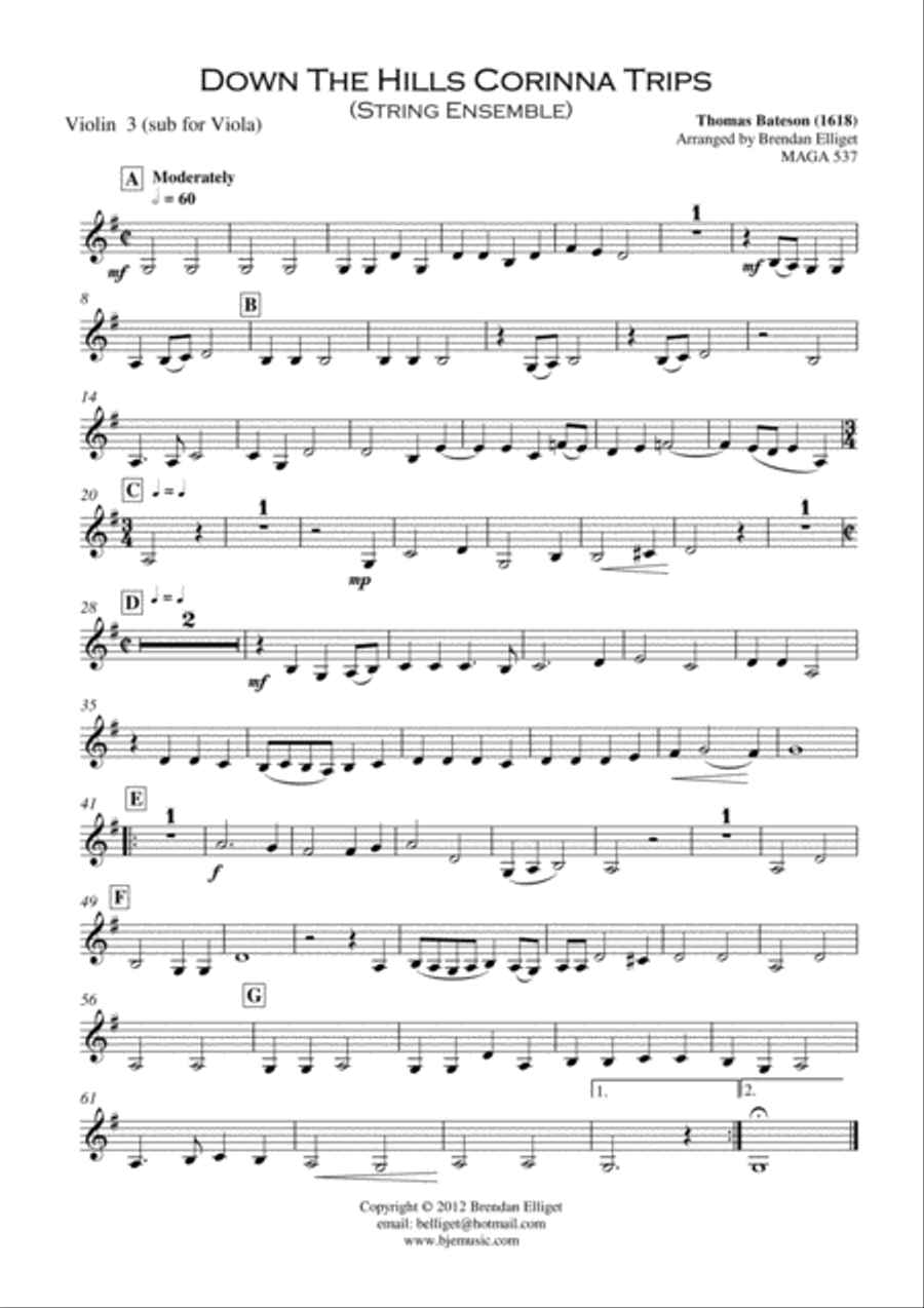 Down The Hills Corinna Trips String Ensemble Score and Parts PDF String Orchestra scores gallery preview page 6