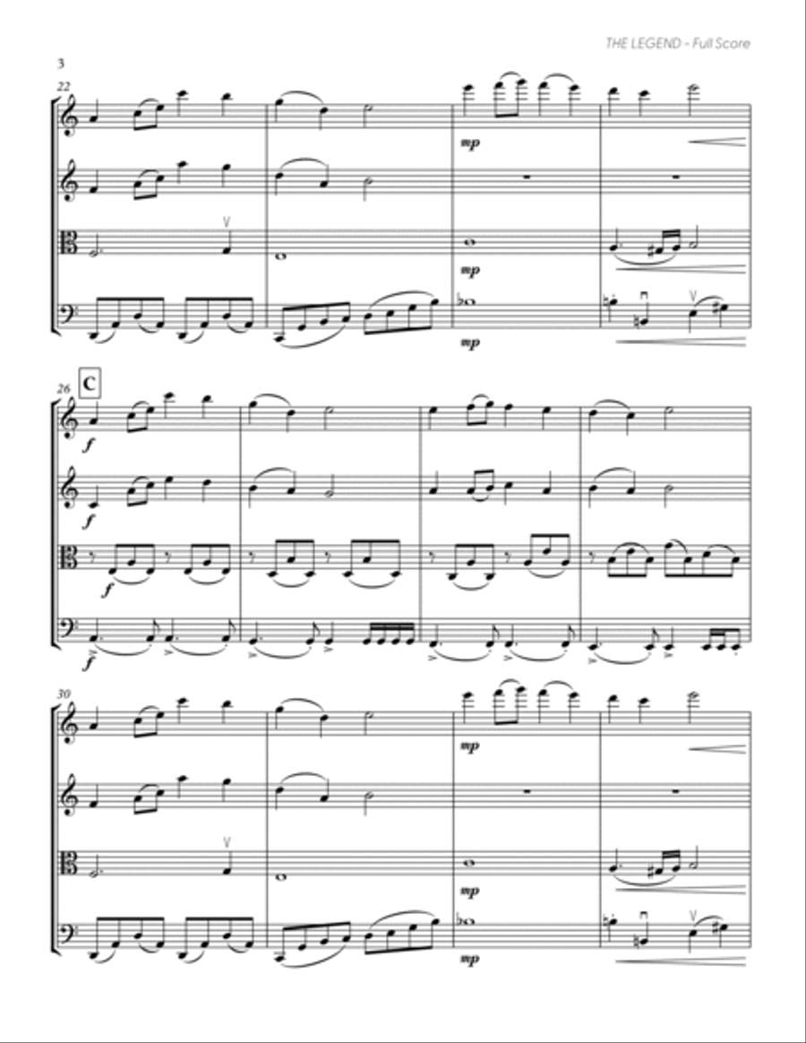 The Legend (from DELTARUNE) (for String Quartet) String Quartet scores gallery preview page 4