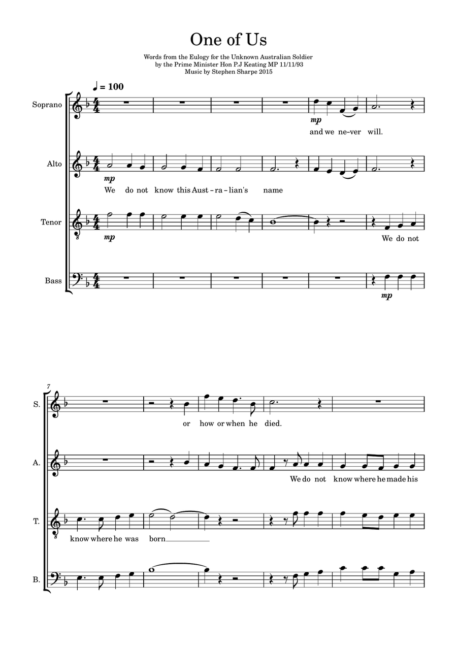One of Us One of Us 4-Part scores gallery preview page 1