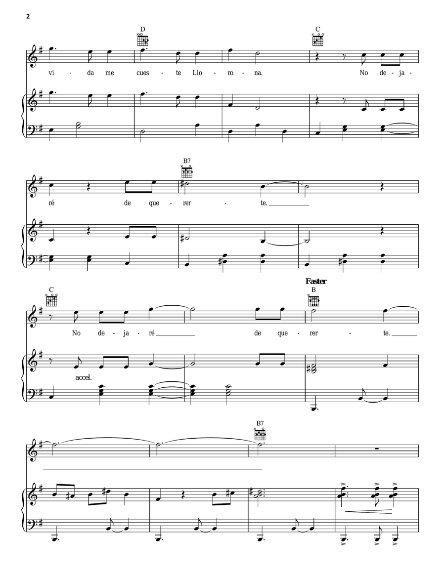 La Llorona (from Coco) Piano, Vocal, Guitar scores gallery preview page 2