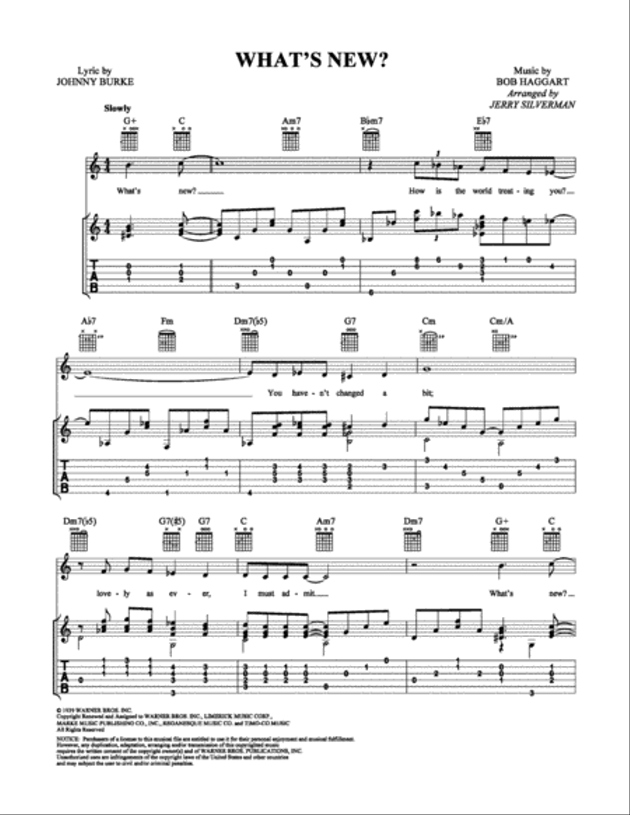 What's New? What's New? Guitar Tablature scores gallery preview page 1