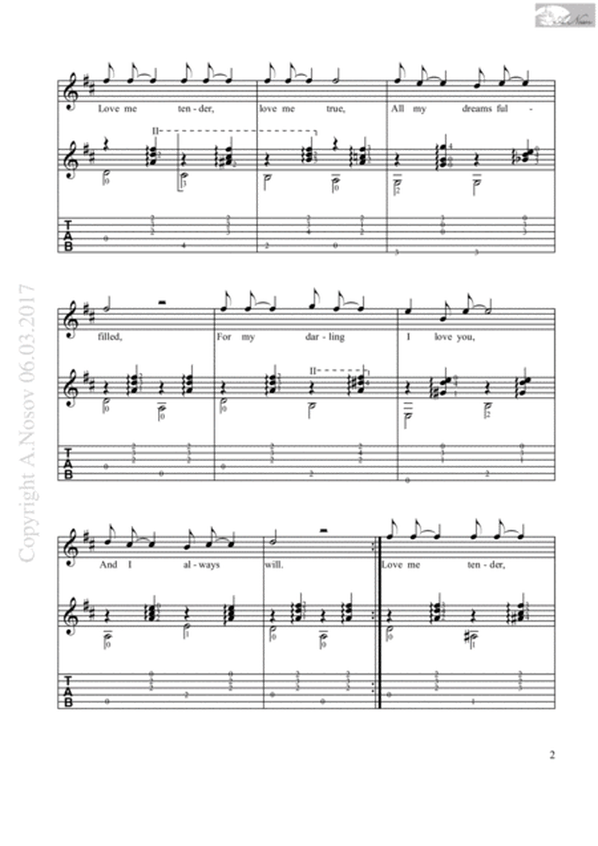 Love Me Tender (Sheet music for vocals and guitar) image number null