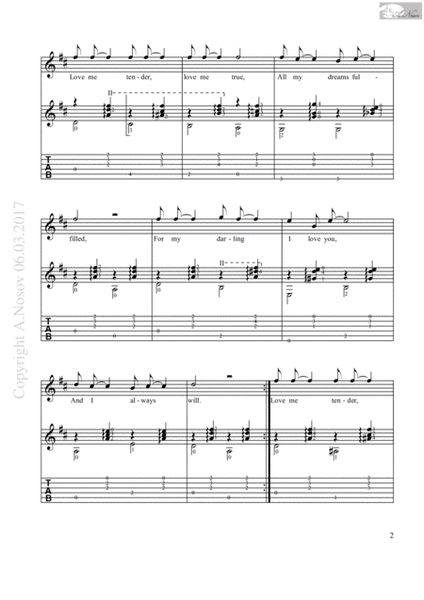 Love Me Tender (Sheet music for vocals and guitar) image number null