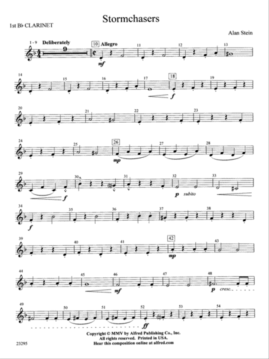 Stormchasers: 1st B-flat Clarinet Concert Band scores gallery preview page 1