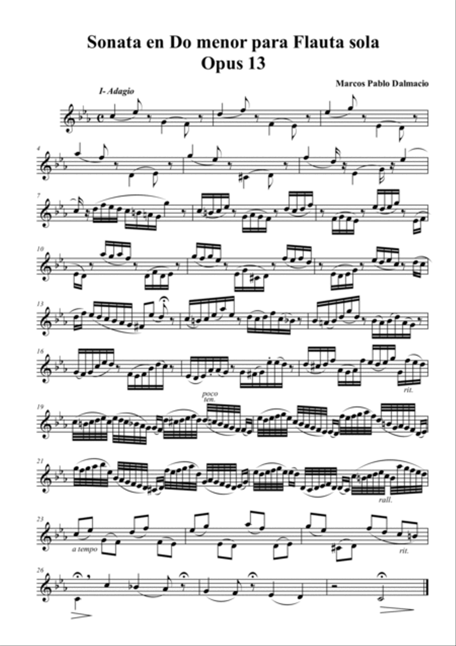 Flute Sonata in C minor Opus 13 Flute Solo scores gallery preview page 4