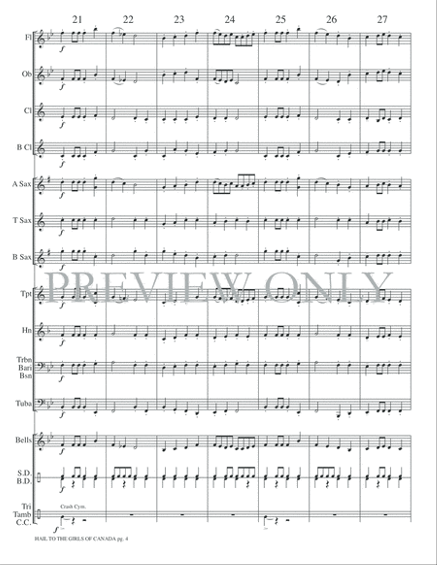 Hail to the Girls of Canada Concert Band scores gallery preview page 7