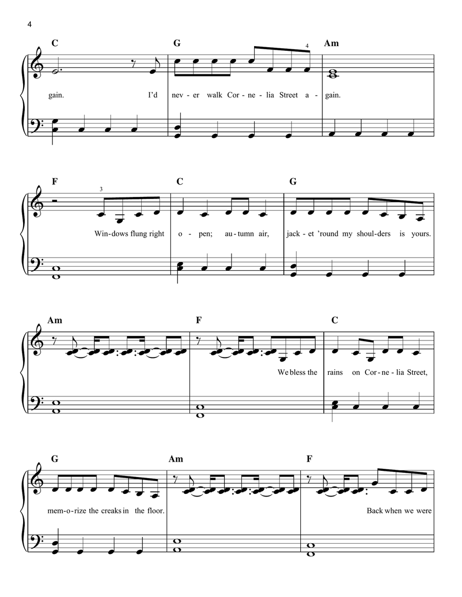Cornelia Street Easy Piano scores gallery preview page 4