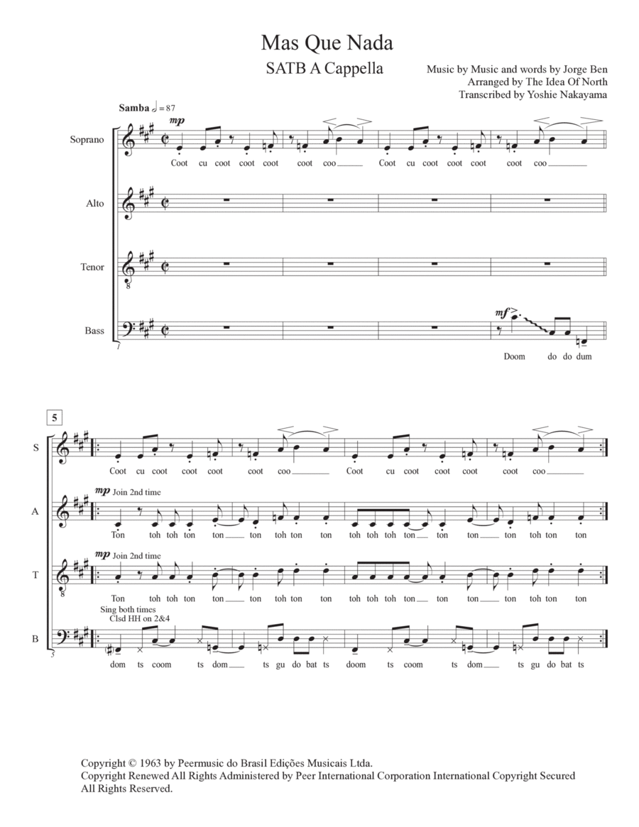 Mas Que Nada 4-Part scores gallery preview page 1