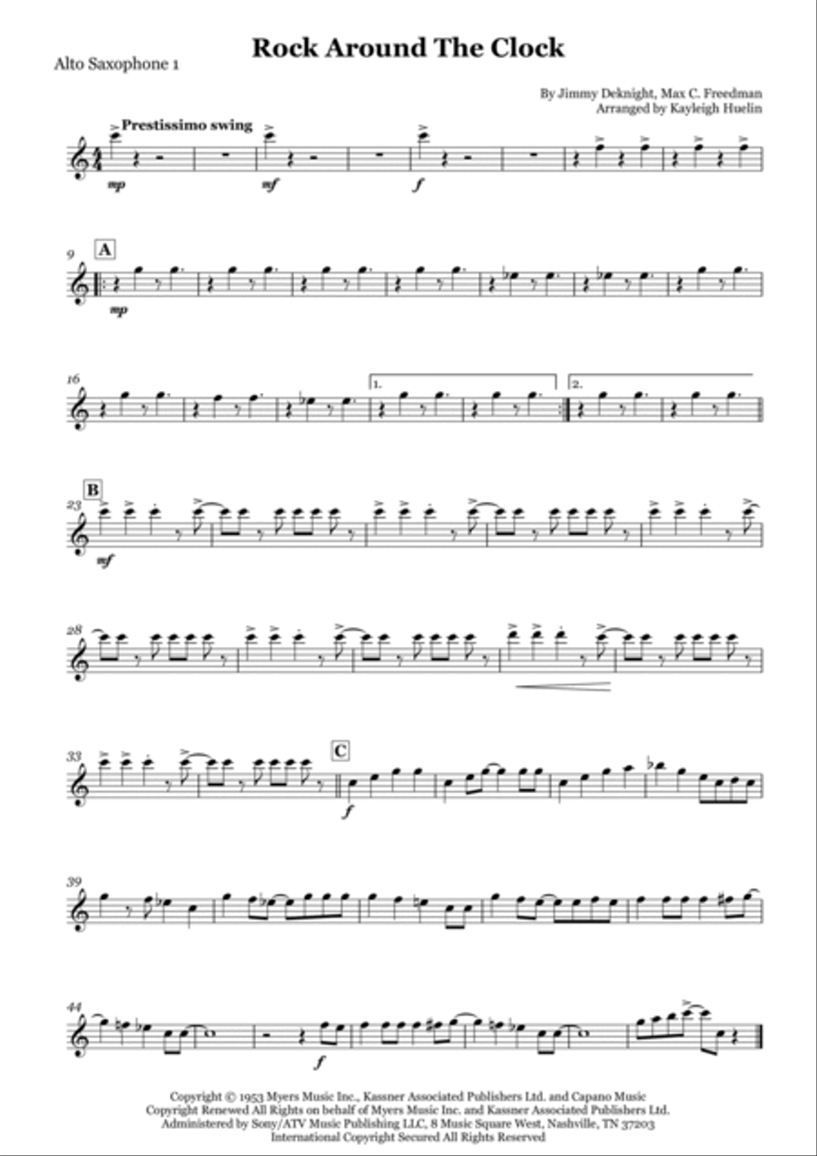 Rock Around The Clock Saxophone Quartet scores gallery preview page 4