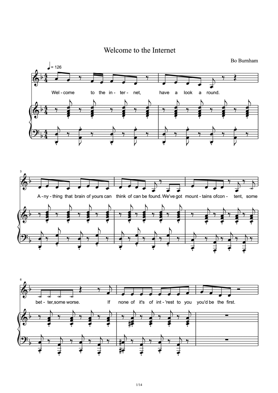 Welcome To The Internet Voice scores gallery preview page 1