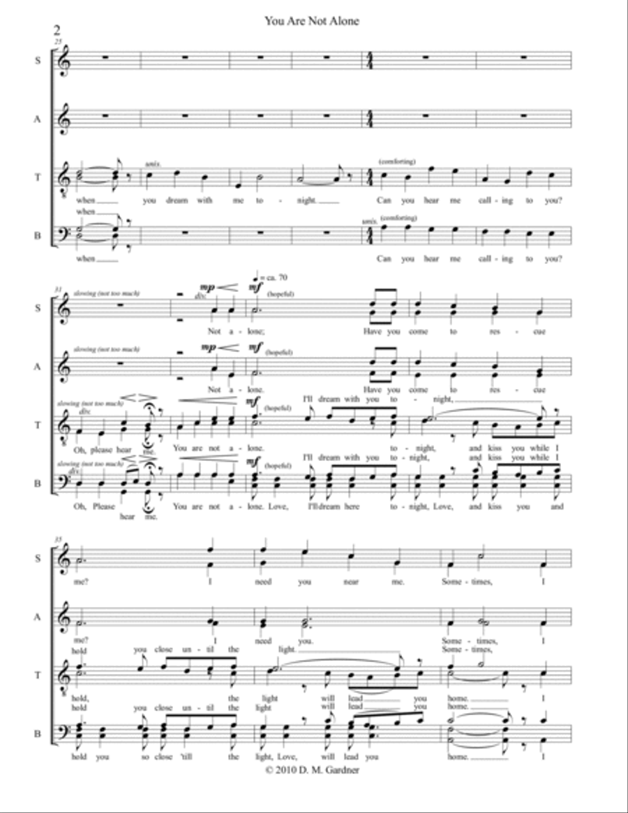 You Are Not Alone (SATB divisi) Divisi scores gallery preview page 3