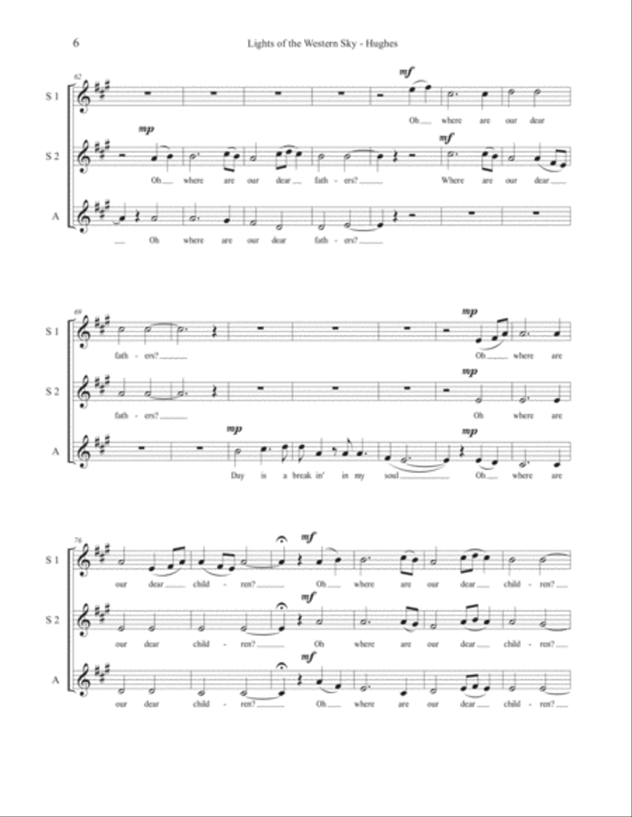Lights of the Western Sky [SSA Choral Part with Keyboard Reduction] SSA scores gallery preview page 6