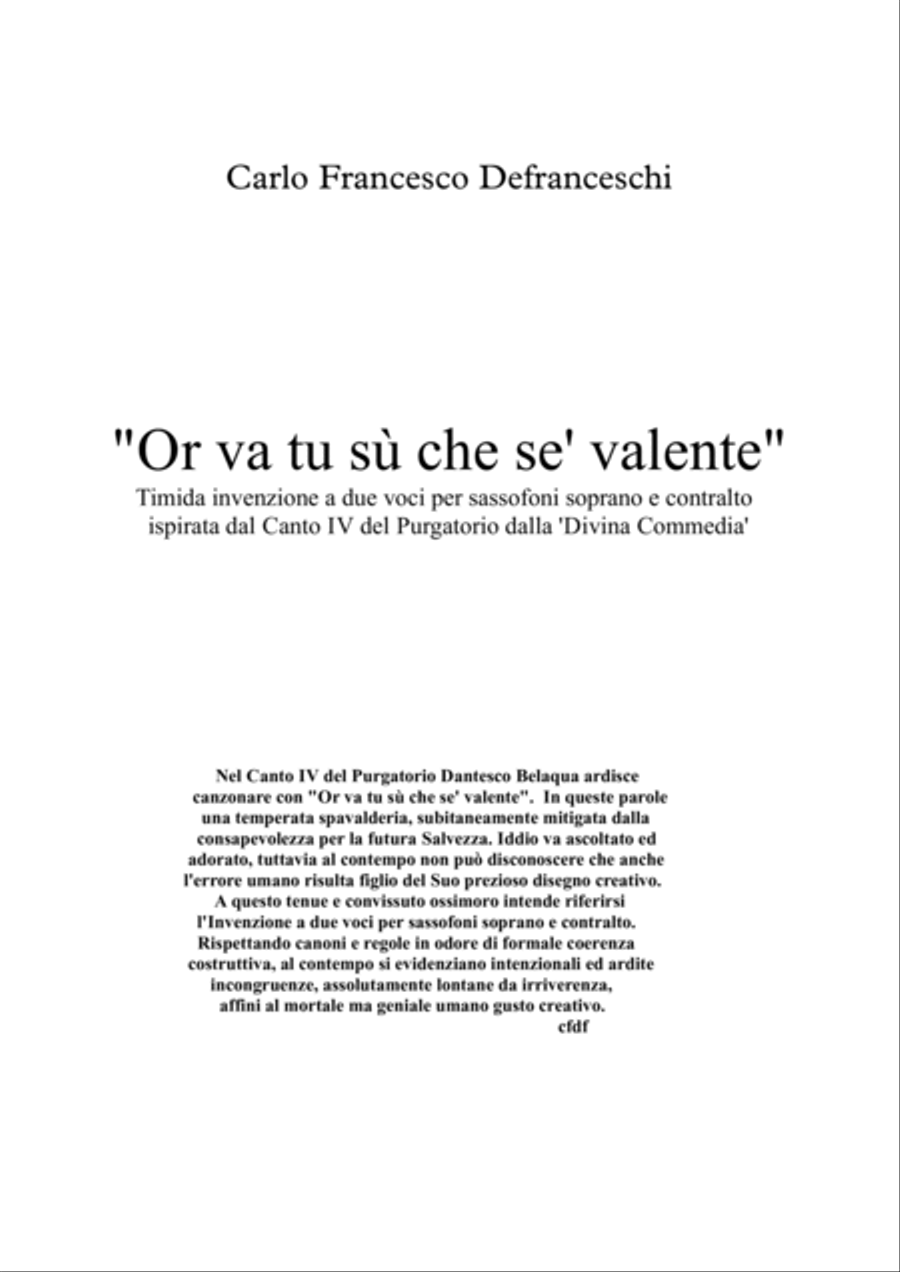 Carlo Francesco Defranceschi: Or va tu sù che se' valente (ES-23-034) Soprano Saxophone scores gallery preview page 2