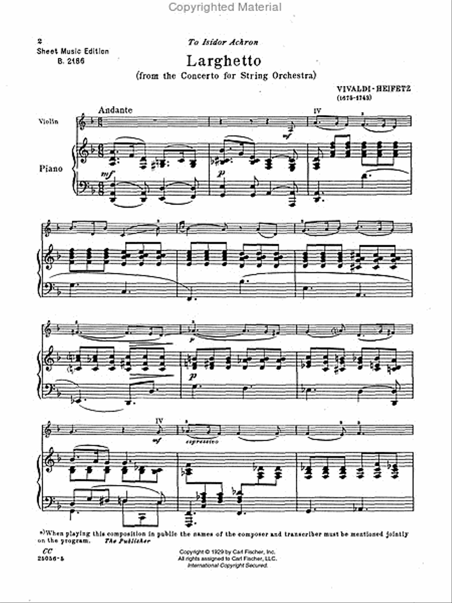 Larghetto Violin Solo scores gallery preview page 2