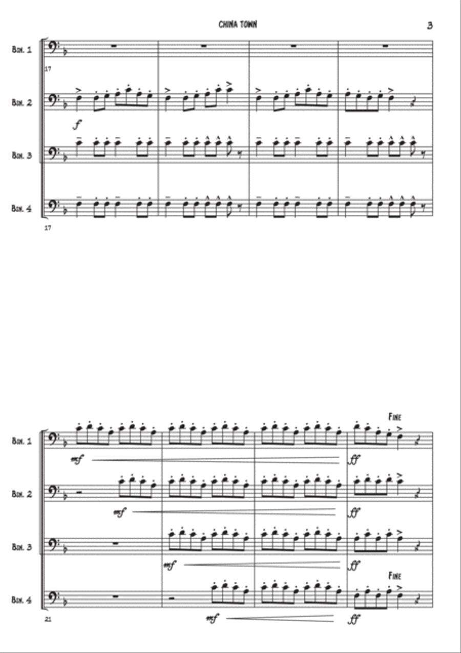 China town - Bassoon quartet Woodwind Quartet scores gallery preview page 3