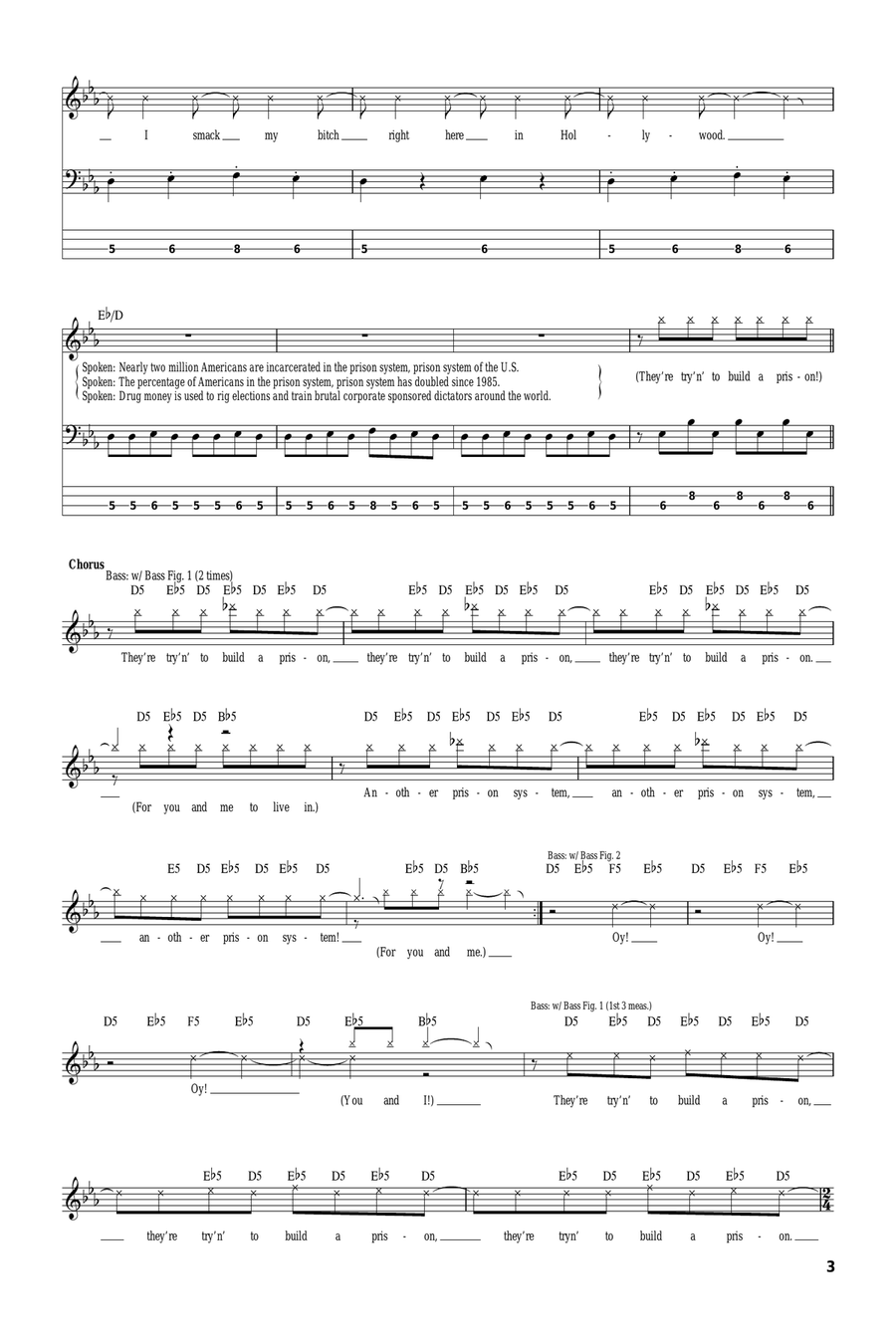 System of a shop down prison song lyrics