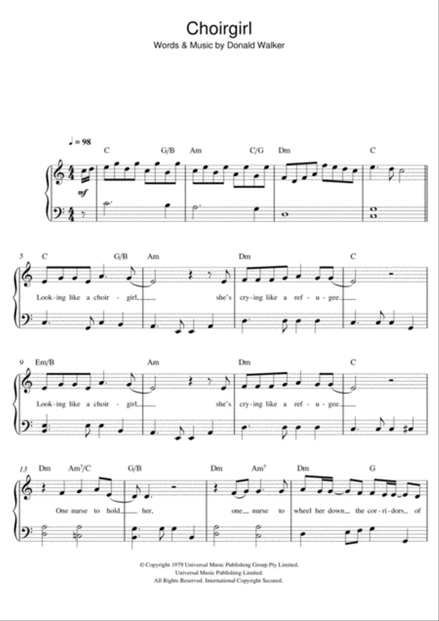 Choirgirl Easy Piano scores gallery preview page 1