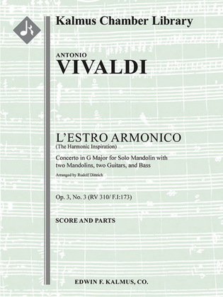 L'Estro Armonico, Op. 3, No. 3: Concerto for Mandolin in G, RV 310 / F.I:173 [contemporary transcription]