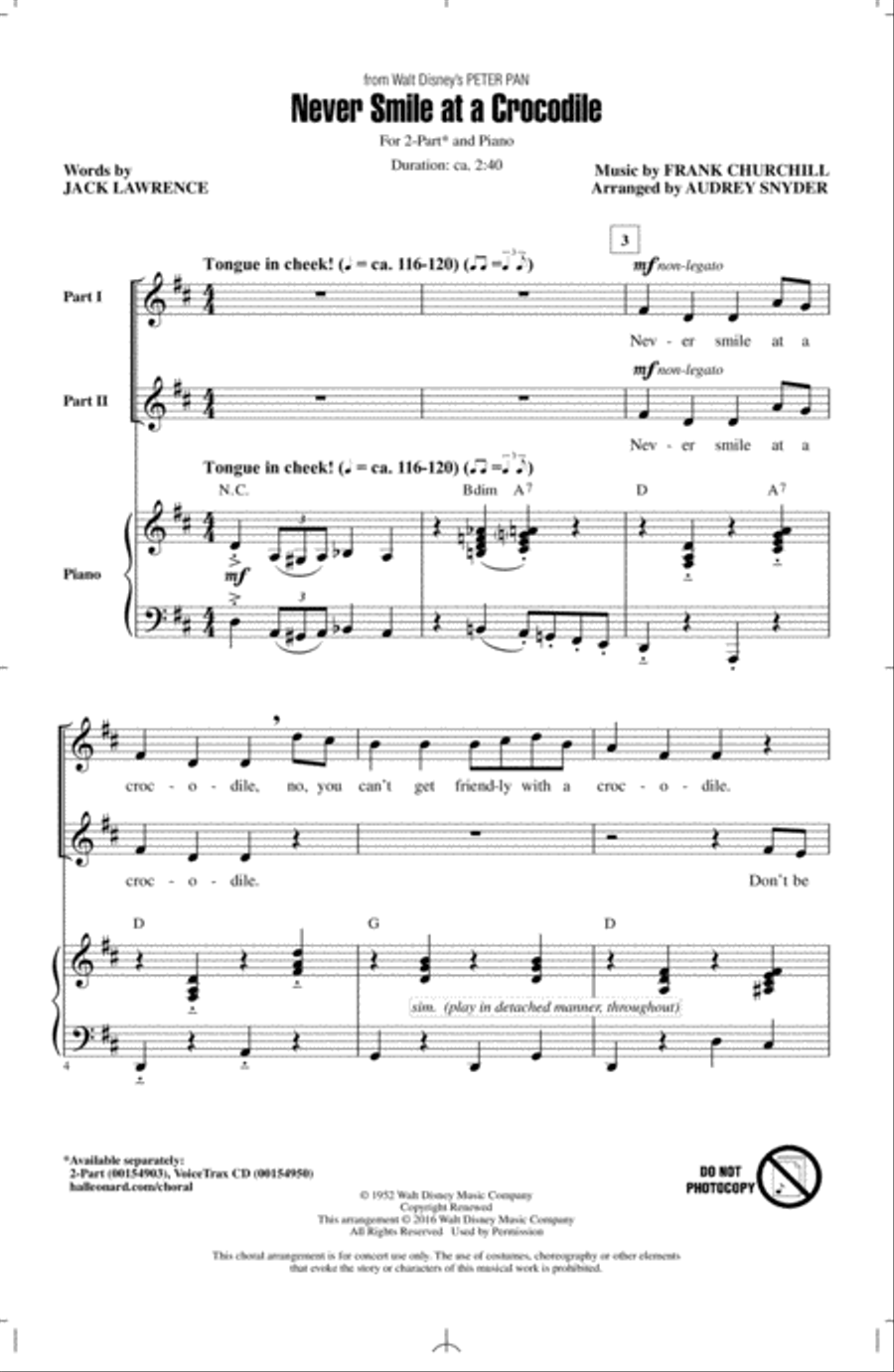 Never Smile At A Crocodile 2-Part scores gallery preview page 1