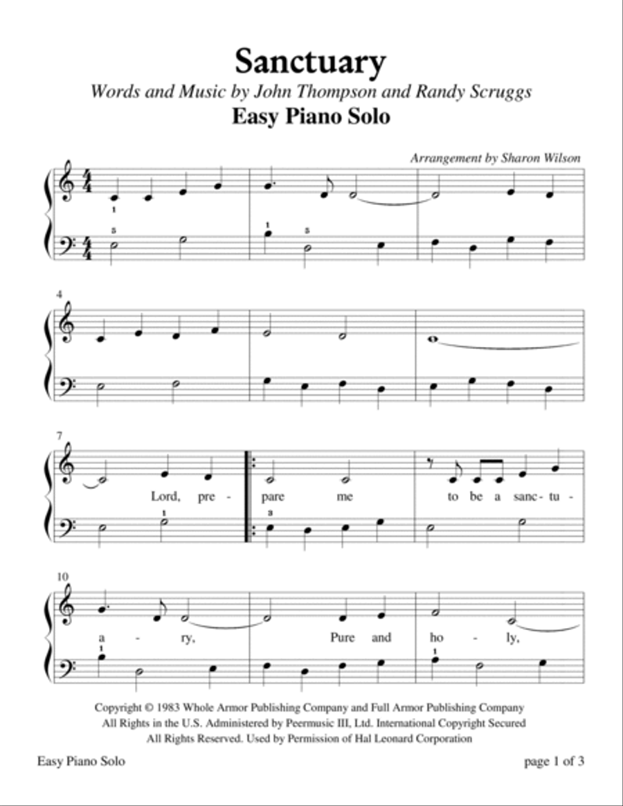 Sanctuary Easy Piano scores gallery preview page 2