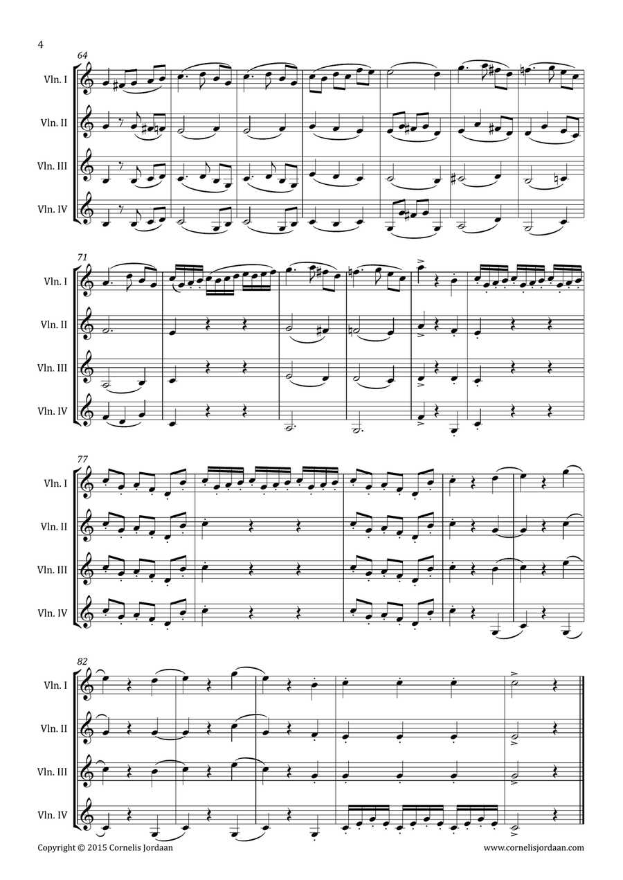 PLEYEL : Easy Minuet & Trio for violin quartet String Quartet scores gallery preview page 4