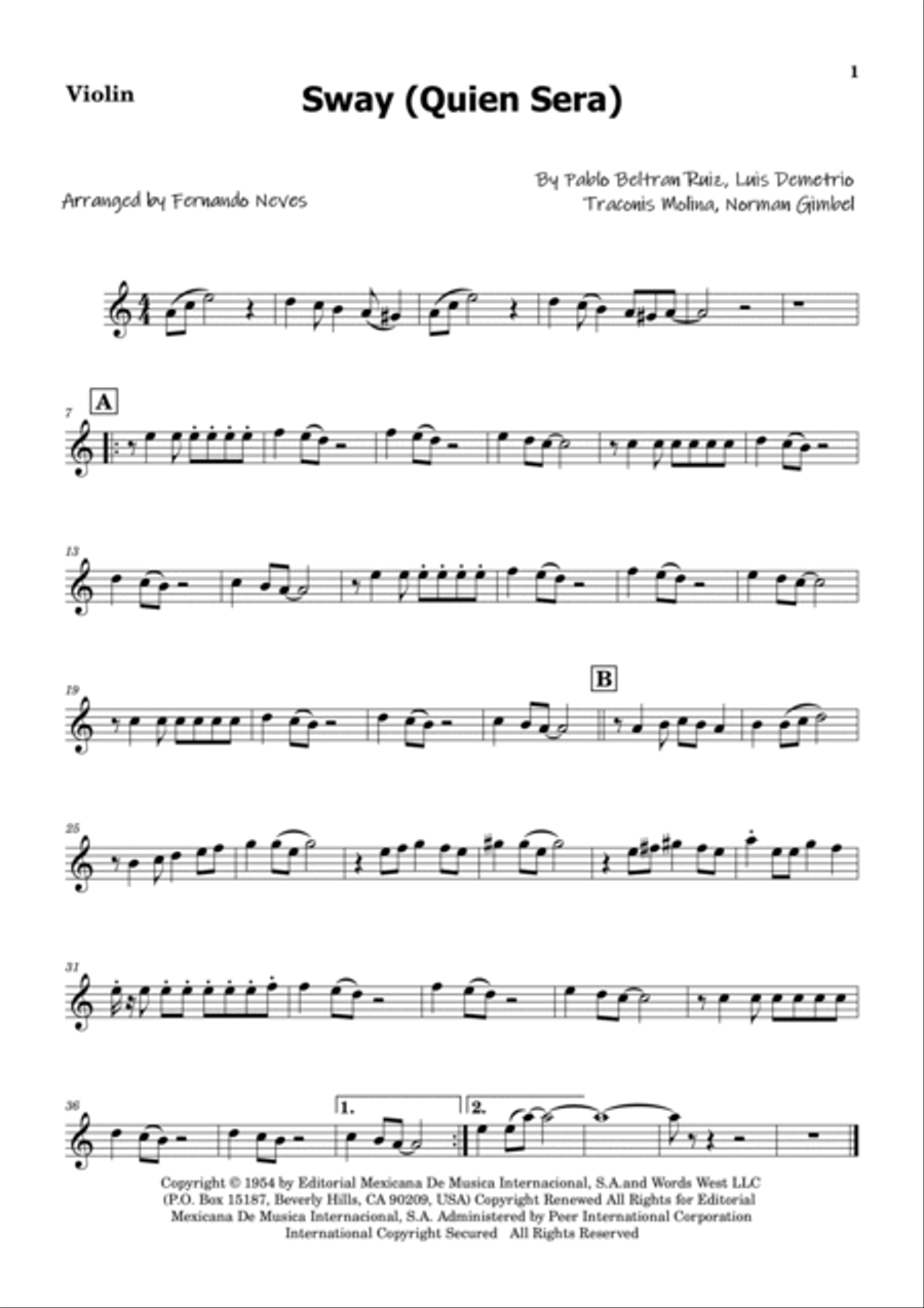 Sway (Quien Sera) Violin Solo scores gallery preview page 4