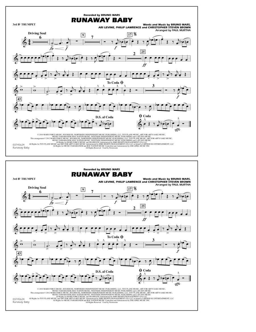 Runaway Baby - 3rd Bb Trumpet