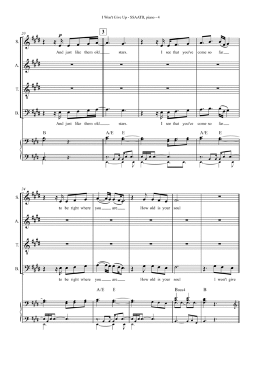 I Won't Give Up 4-Part scores gallery preview page 4