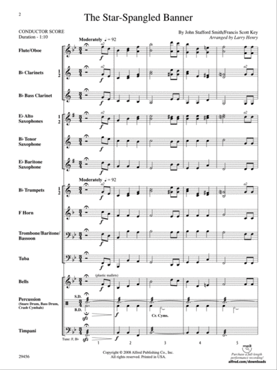 The Star-Spangled Banner The Star-Spangled Banner Concert Band scores gallery preview page 2