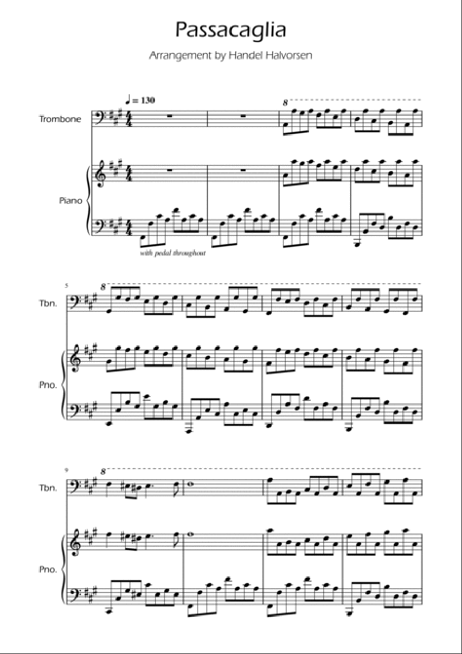 Passacaglia - Handel/Halvorsen - Trombone Solo w/ Piano Chamber Music scores gallery preview page 4