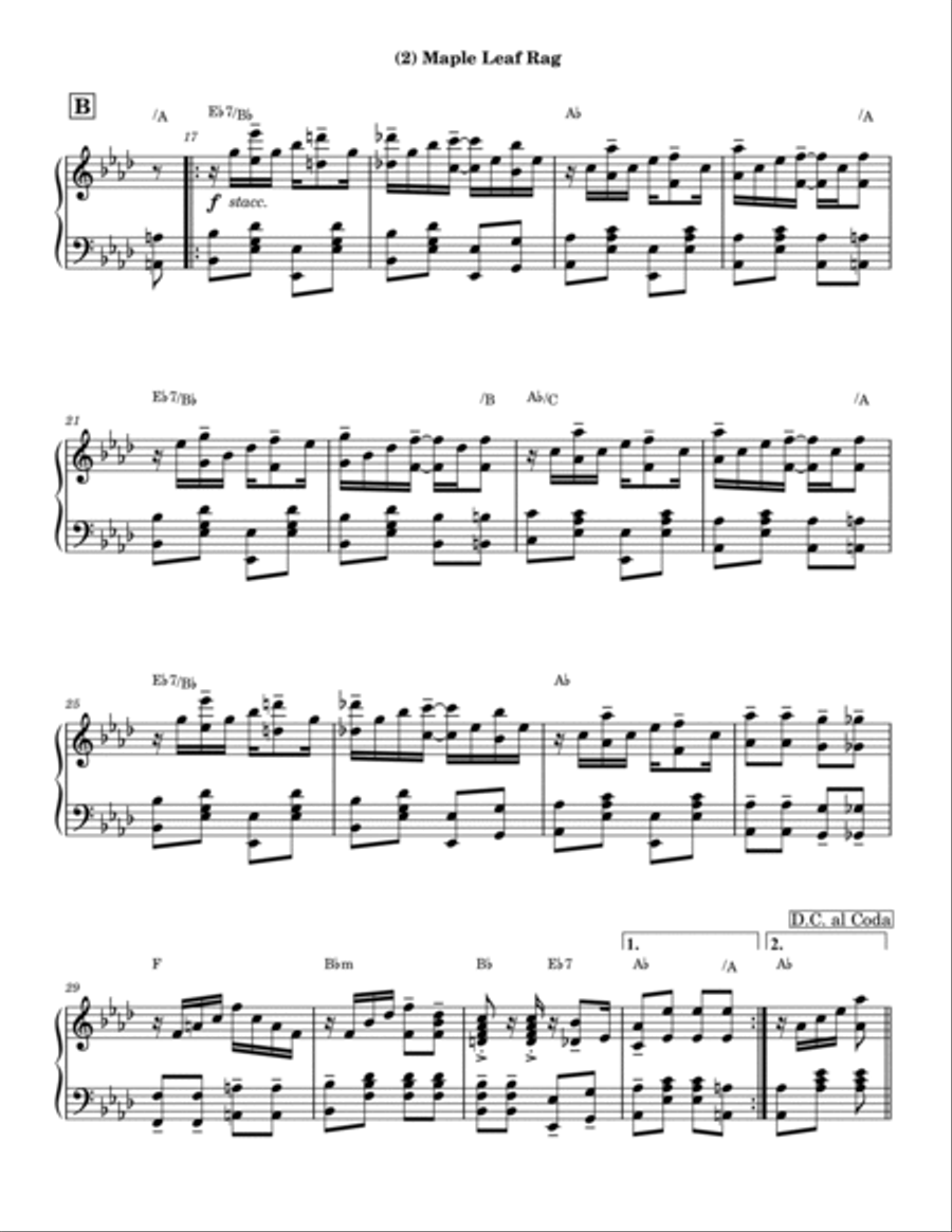 Maple Leaf Rag with chords Piano Solo scores gallery preview page 2