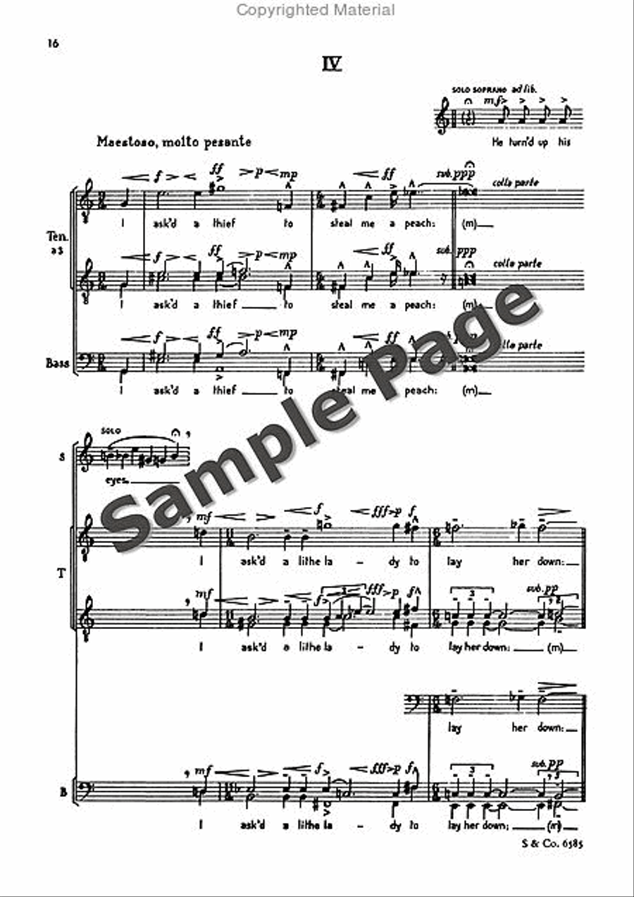 Poems 5 & An Epigram Of Wm. Blake 4-Part scores gallery preview page 17