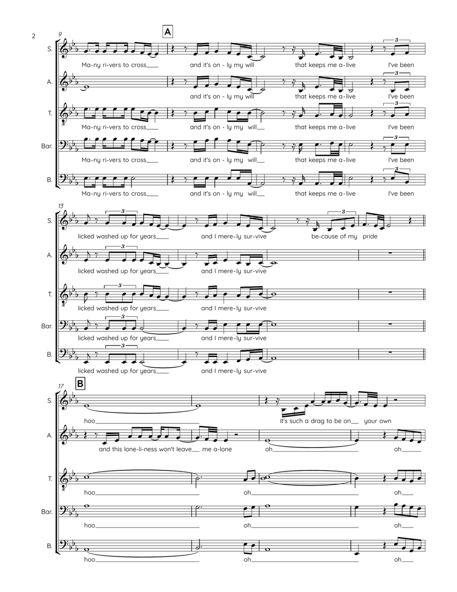 Many Rivers To Cross Divisi scores gallery preview page 2