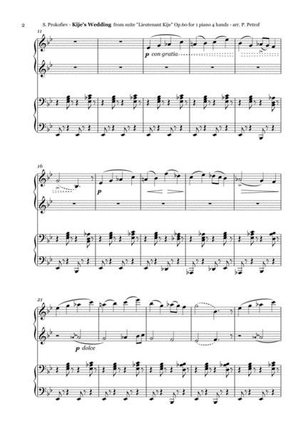 Prokofiev - Kije's Wedding from ''Lieutenant Kije'' Op. 60 - 1 piano 4 hands image number null