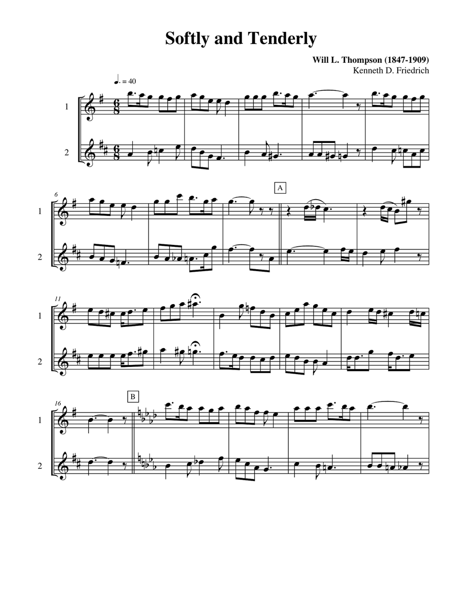 Ten Selected Hymns for the Performing Duet, Vol. 9 - flute and horn Woodwind Duet scores gallery preview page 3