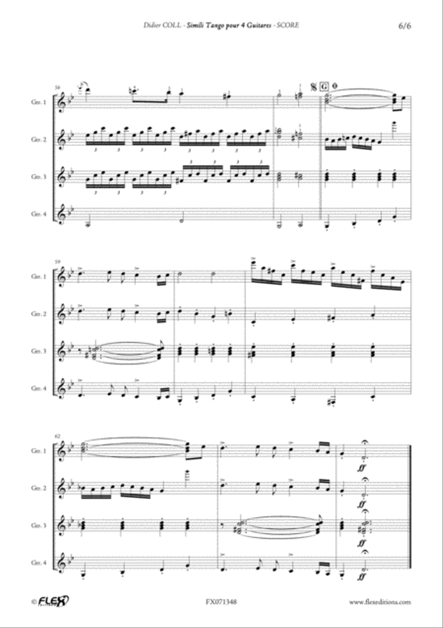 Simili Tango for 4 Guitars Guitar Ensemble scores gallery preview page 6