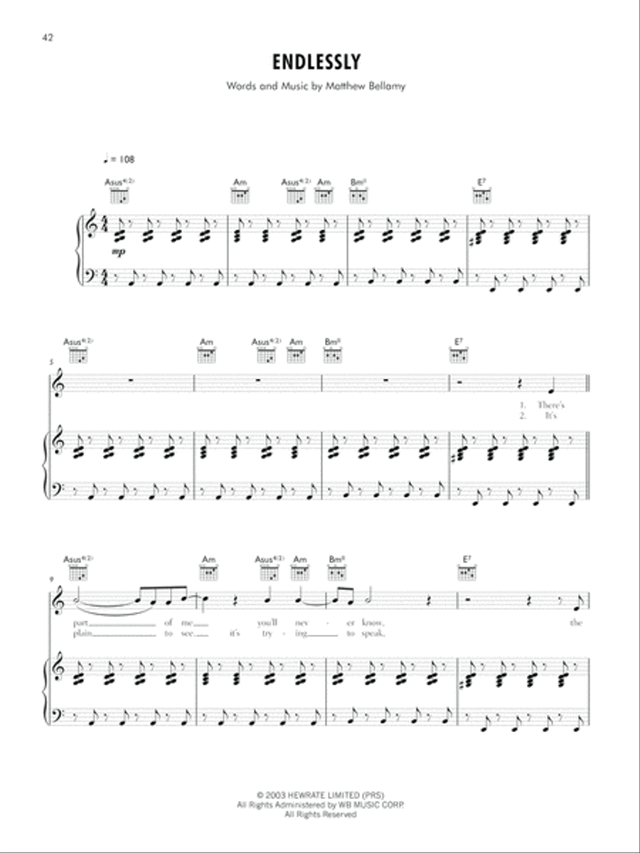 Endlessly Piano, Vocal, Guitar scores gallery preview page 1