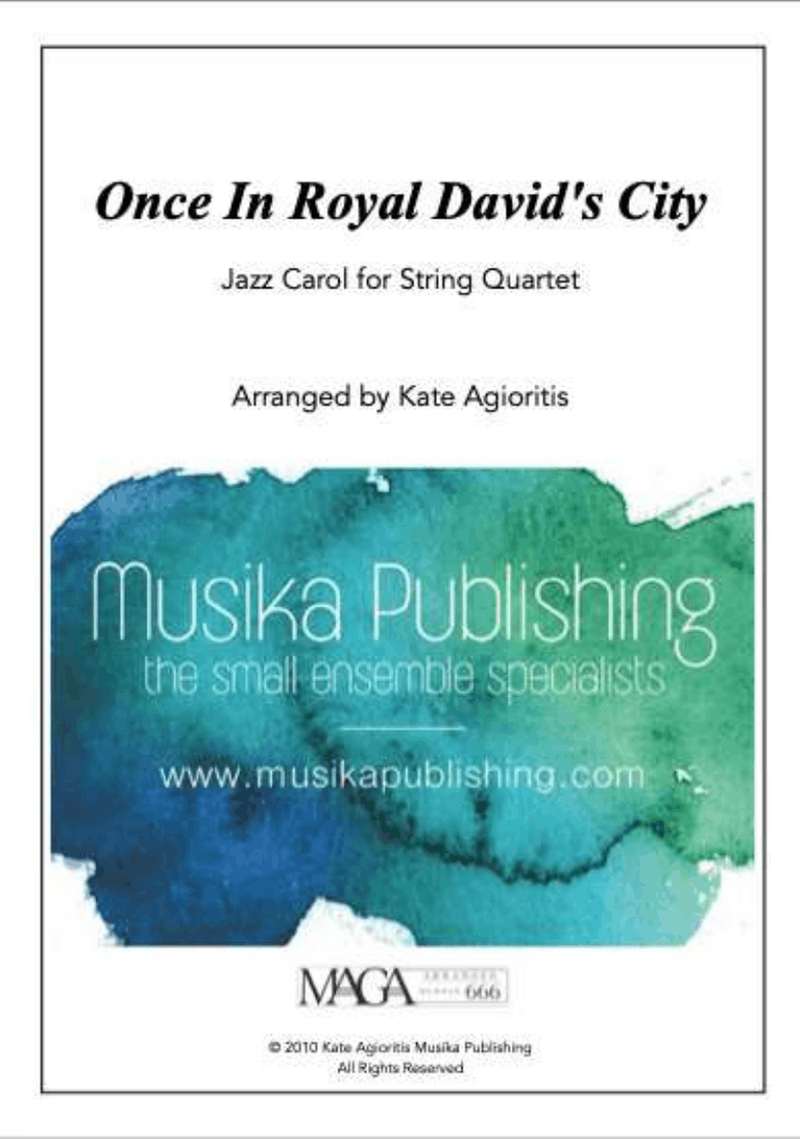 Once in Royal David's City - Jazz Carol for String Quartet String Quartet scores gallery preview page 1