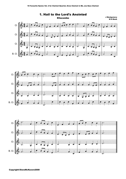 16 Favourite ﻿Hymns for Clarinet Quartet (Vol 2.) image number null