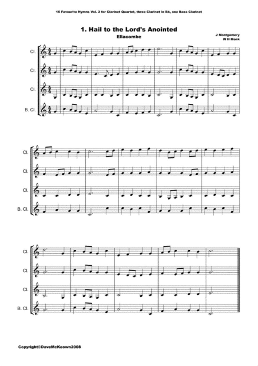 16 Favourite ﻿Hymns for Clarinet Quartet (Vol 2.) image number null