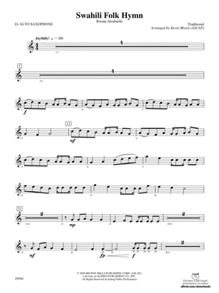 Swahili Folk Hymn (Bwana Awabariki): E-flat Alto Saxophone