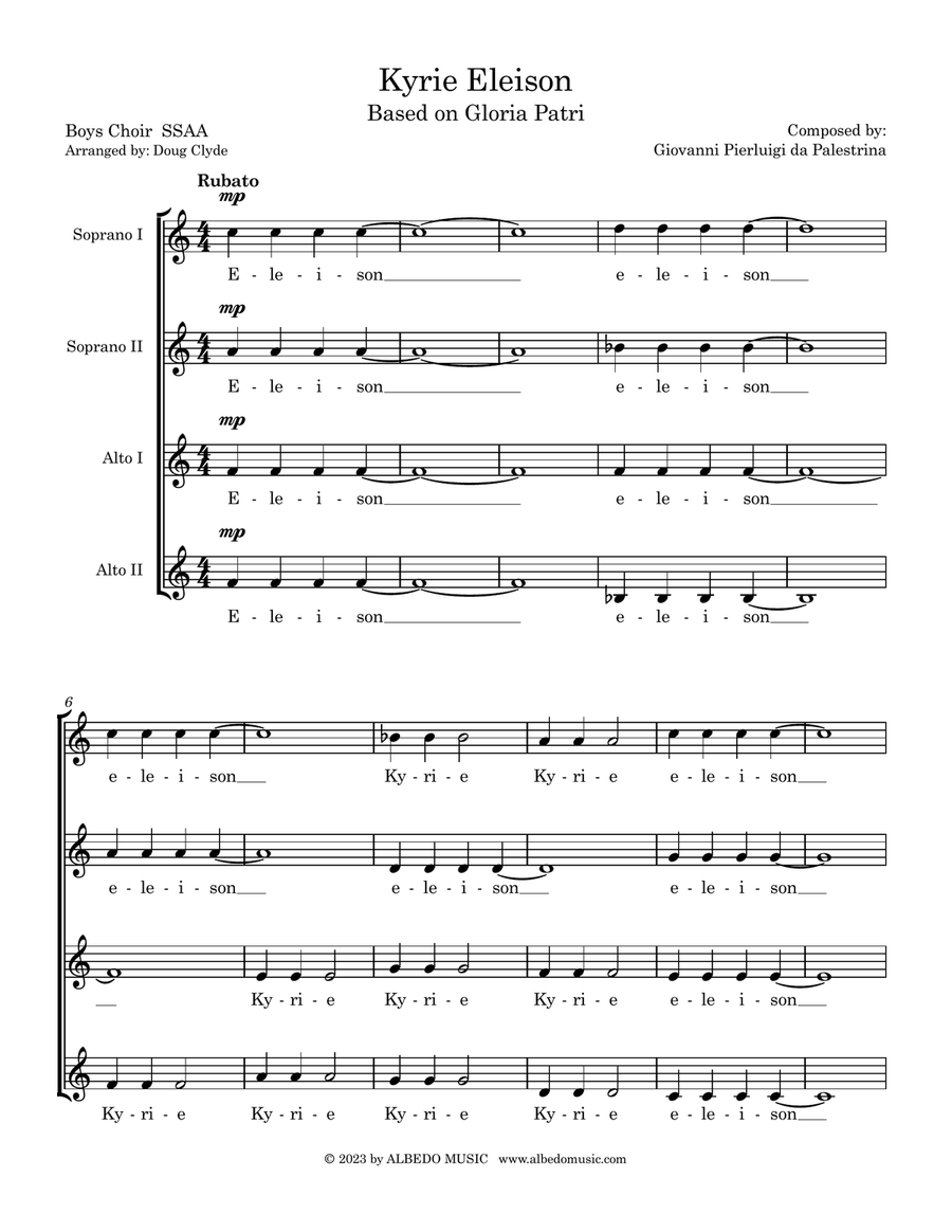 Kyrie Eleison Boys Choir SSAA SSAA scores gallery preview page 1
