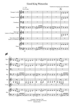 Good King Wenceslas (Jazzy Style!) for Brass Quartet