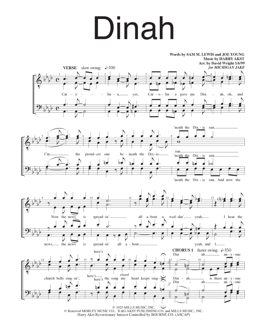 Dinah Dinah TTBB scores gallery preview page 1