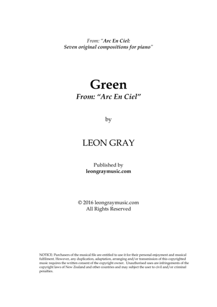Green - Mvt. 4 from "Arc En Ciel" Piano Solo - Digital Sheet Music